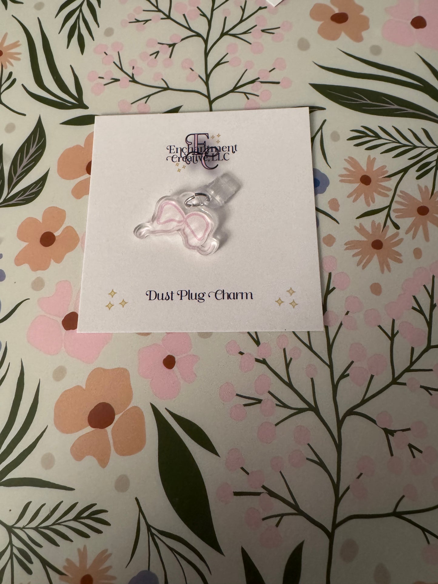 Pink Bow Dust Plug Charm
