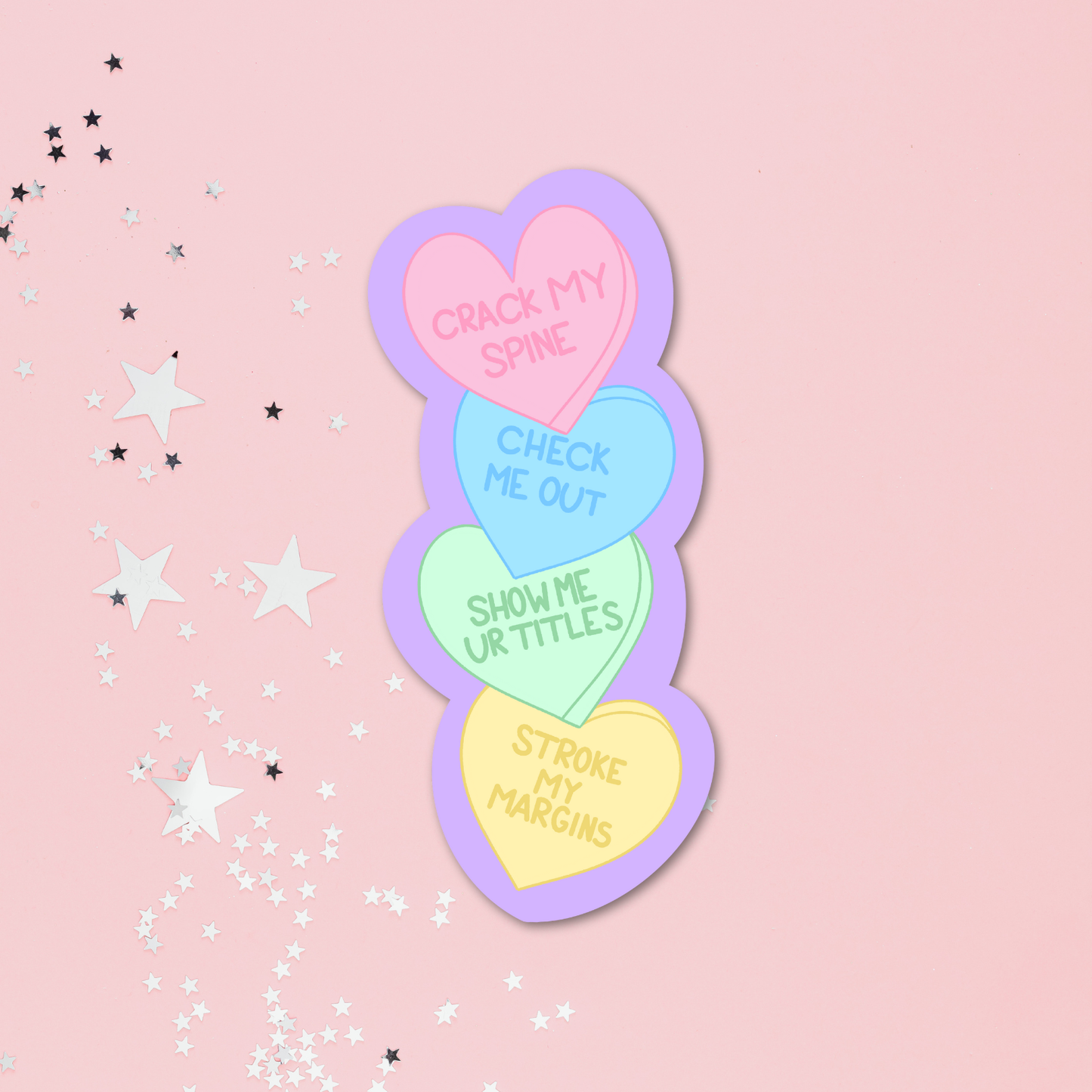 Unhinged & Bookish Candy Hearts Sticker