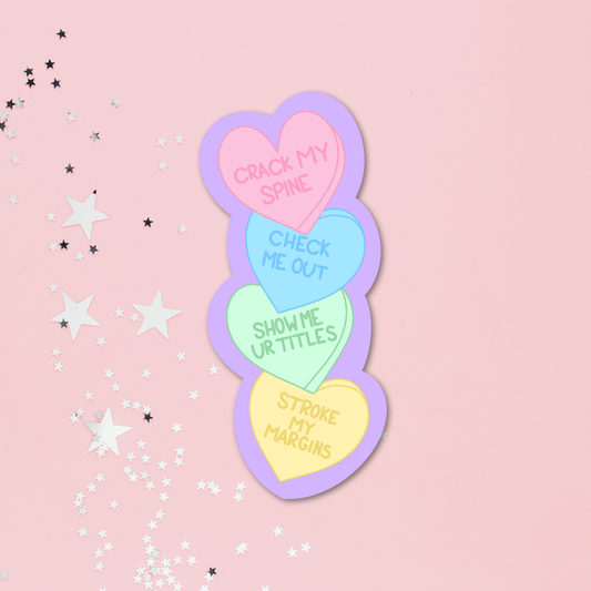 Bookish & Unhinged Candy Hearts Bookmarks