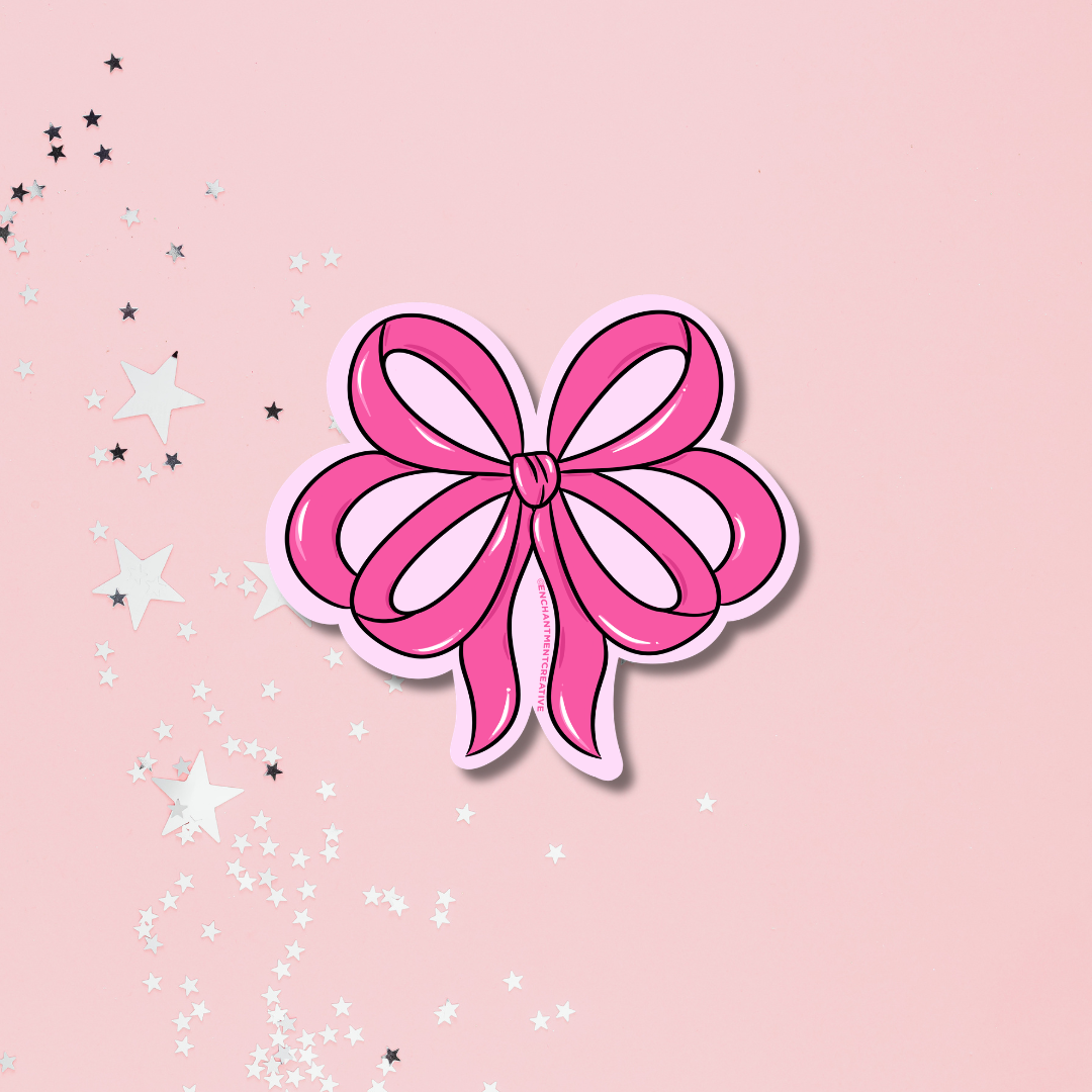 Pink bow sticker