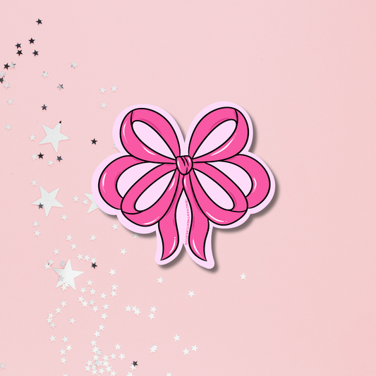 Pink bow sticker